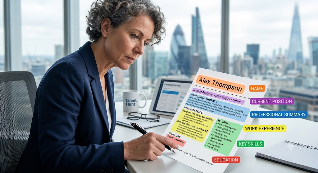 recruiter scanning a CV