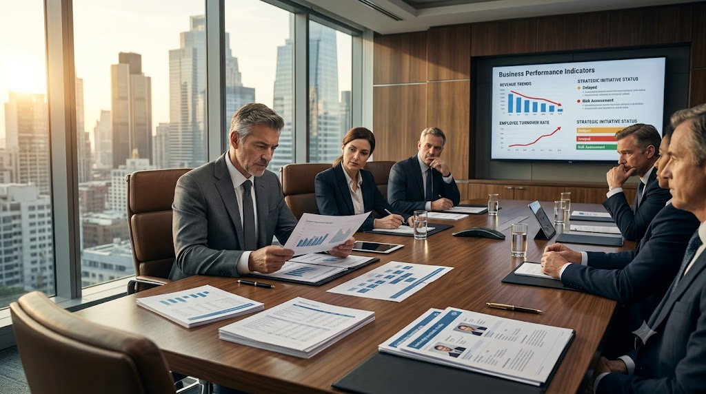 corporate boardroom during an executive meeting